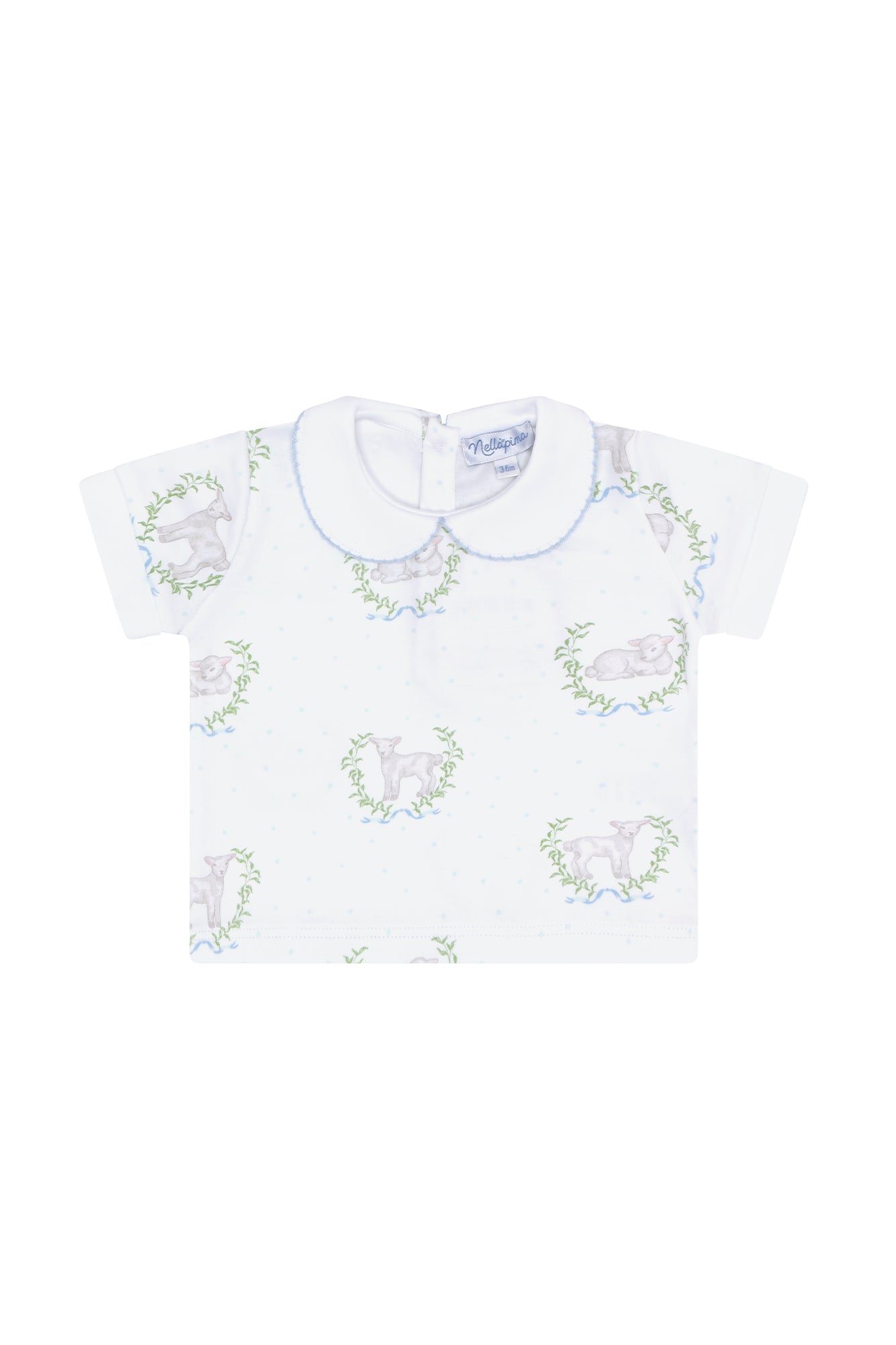 Image of Blue Lamb Print Diaper Cover Set